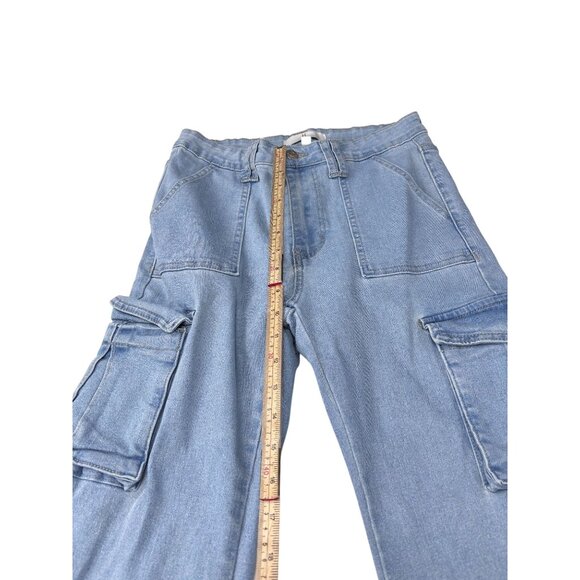 Hers Womens Light Blue Flare Cargo Jeans Size 11 - Picture 6 of 11